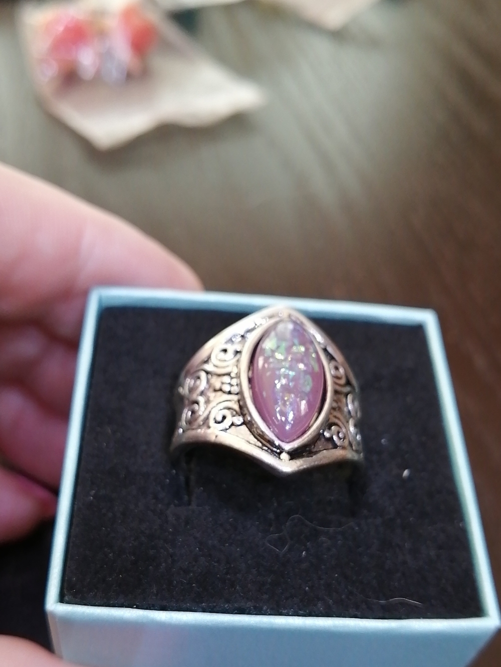 Antique Style Purple Glitter Ring Size 8.5